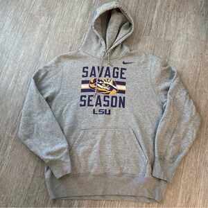 Nike Gray Hoodie with Purple and Gold LSU Graphic